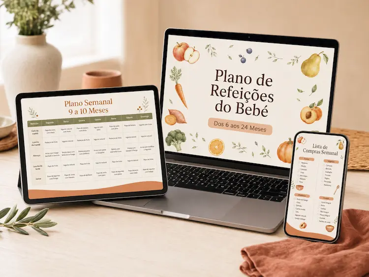 Plano de Refeições do Bebé dos 6 aos 24 meses, mockup em portátil