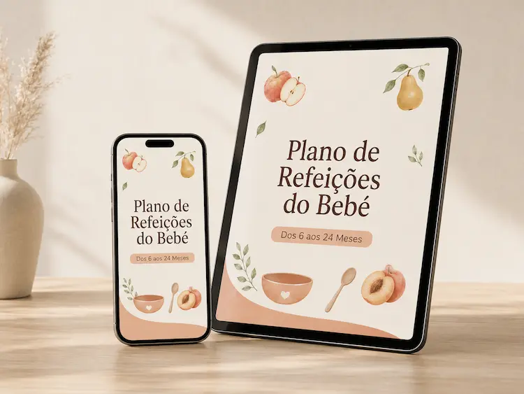 Plano de Refeições do Bebé completo, disponível em portátil, tablet e telemóvel